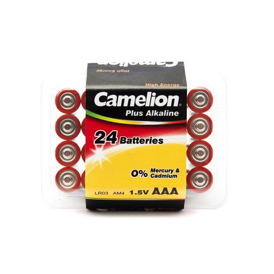 Батарейка, CAMELION, LR03-PB24, Plus Alkaline, AAA, 1.5V, 1150 mAh, 24 шт. в пластиковом кейсе - фото 1 - id-p112146957