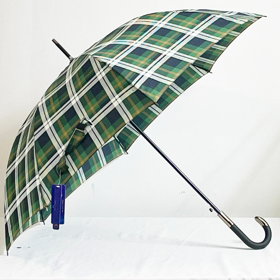 Зонт трость 100 см в клетку зеленый - фото 3 - id-p112154940