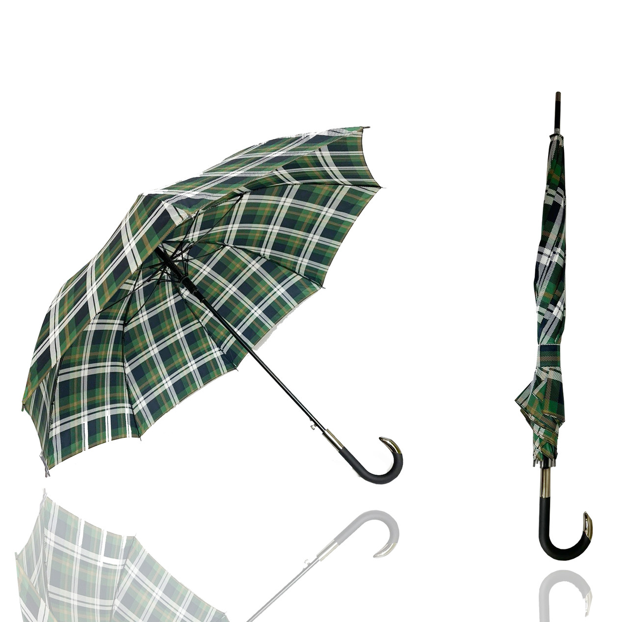 Зонт трость 100 см в клетку зеленый - фото 1 - id-p112154940