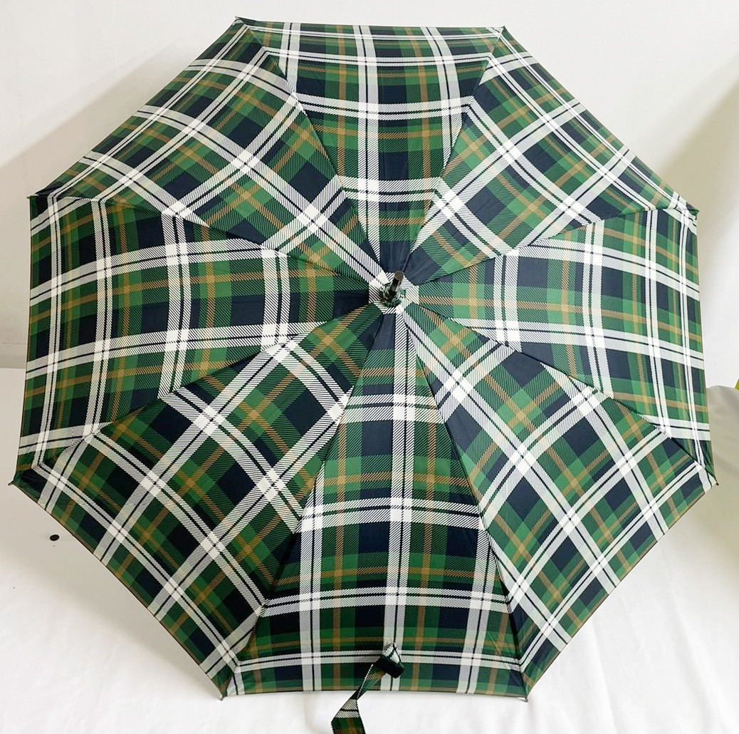 Зонт трость 100 см в клетку зеленый - фото 6 - id-p112154940