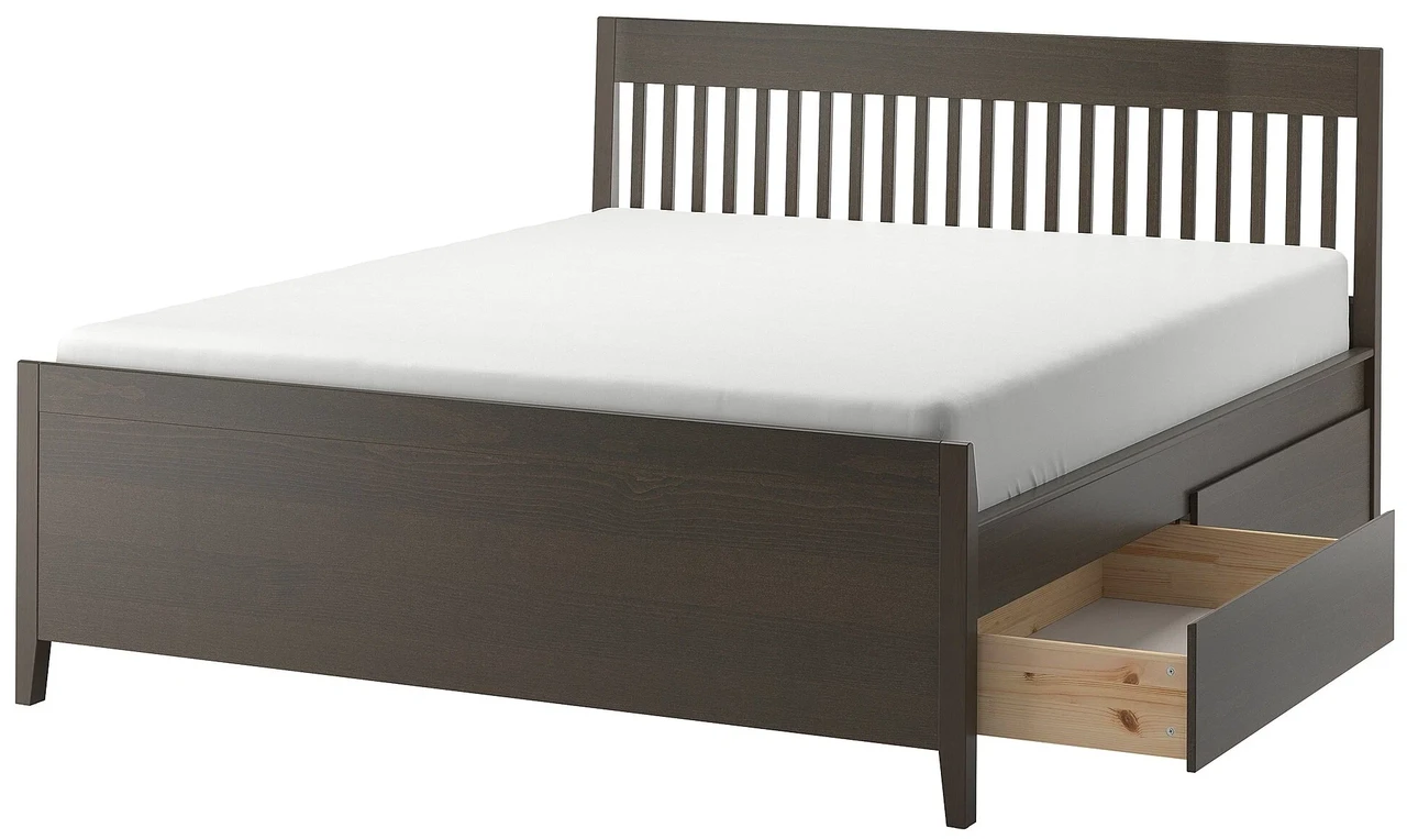Кровать ИДАНЭС/ЛЕИРСУНД темно-коричневый Лонсет 180x200 см ИКЕА, IKEA