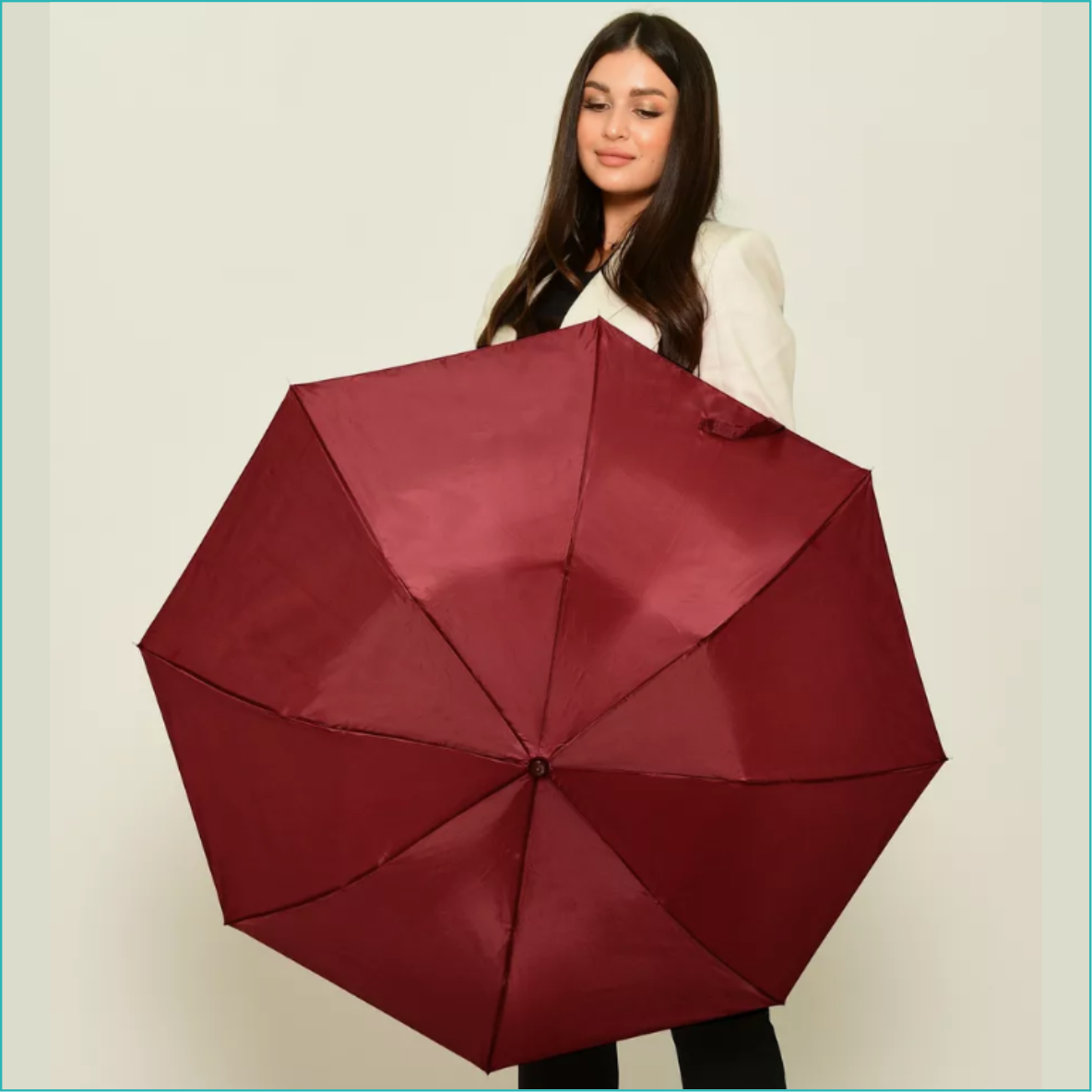 Зонт женский однотонный (темно-бордовый) - фото 7 - id-p112196602