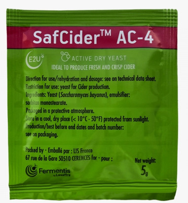 Дрожжи для сидра Fermentis "Safcider AC-4", 5 г - фото 1 - id-p112206326