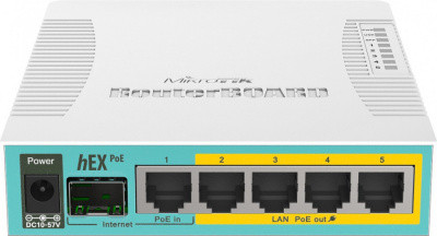 Маршрутизатор MikroTik RB960PGS hEX PoE with 800MHz CPU, 128MB RAM, 5x Gigabit LAN (four with PoE out), USB, - фото 1 - id-p112206615