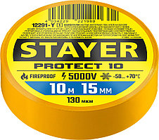 STAYER Protect-10 10м х 15мм 5000В желтая, Изоляционная лента ПВХ (12292-Y)