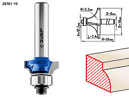 Кромочная калевочная фреза ЗУБР Профессионал №1, 19x7.4 мм, радиус 3.2 мм