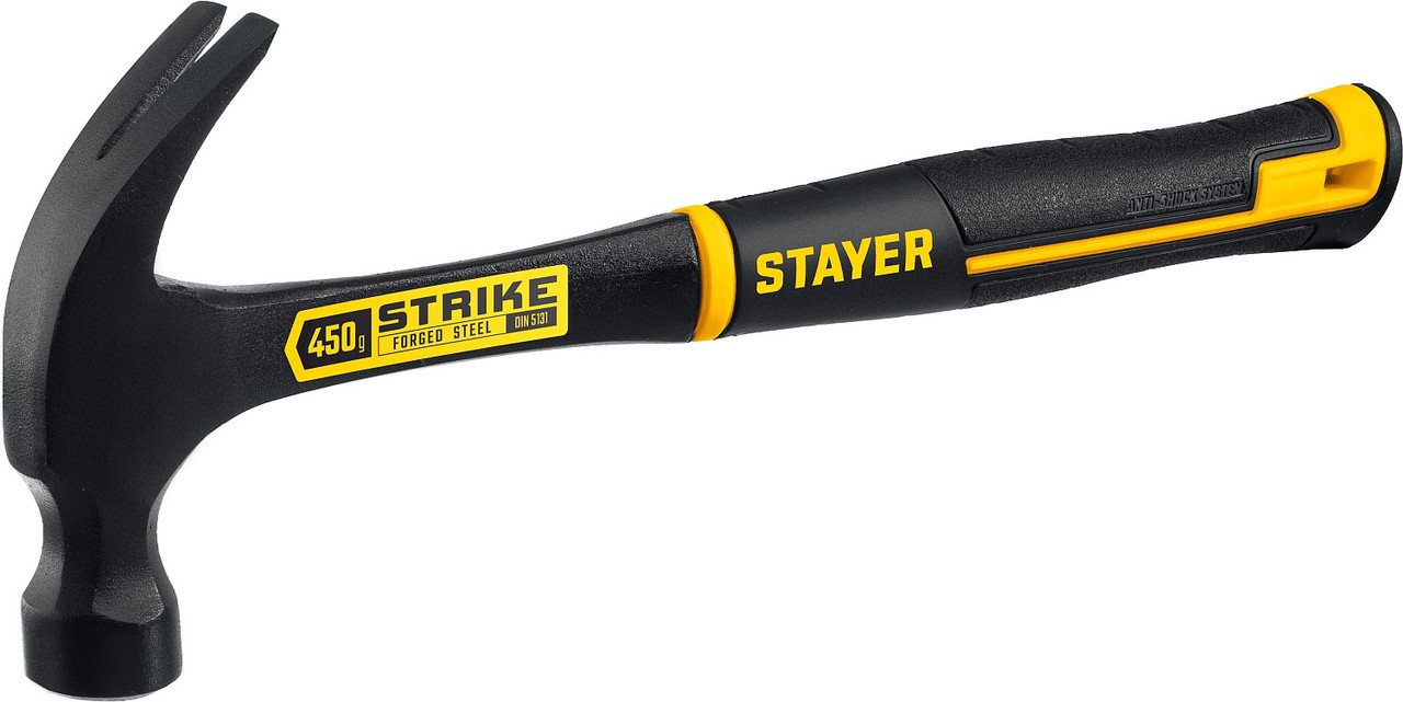 STAYER Strike 450 г, Цельнометаллический столярный молоток-гвоздодёр (2025-450) - фото 1 - id-p112214754