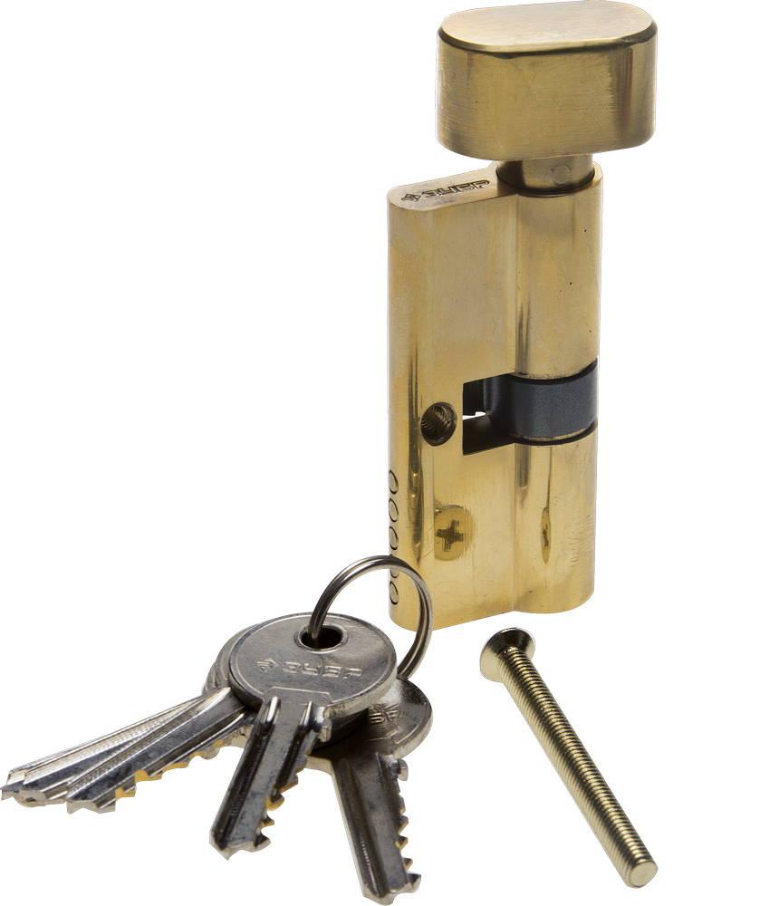ЗУБР 70 мм, цвет латунь, 5-PIN, тип ключ-защелка, цилиндровый механизм (52103-70-1) - фото 1 - id-p112217775