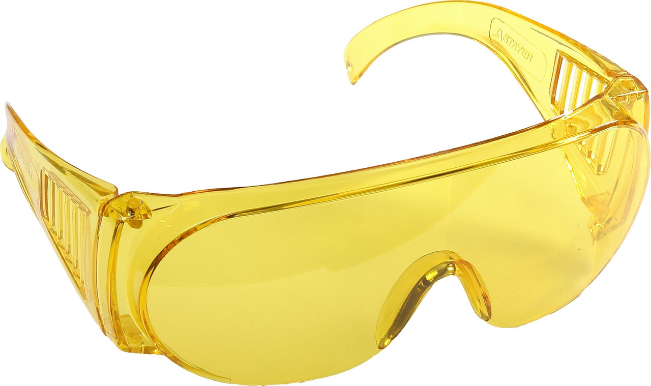 STAYER MX-3 жёлтые, монолинза с дополнительной боковой защитой и вентиляцией, открытого типа, защитные очки