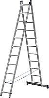 СИБИН 11 ступеней, со стабилизатором, алюминиевая, двухсекционная лестница (38823-11)
