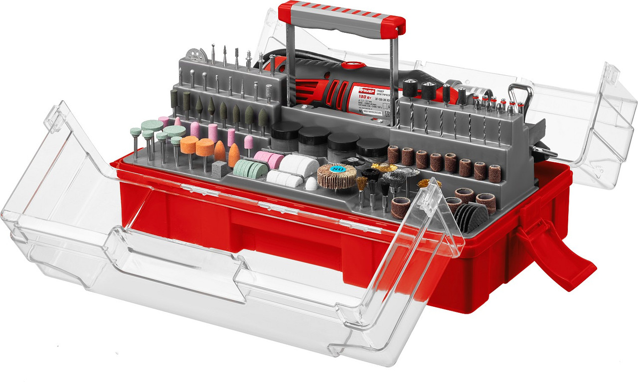 ЗУБР 242 предмета, 130 Вт, Набор мини-насадок с гравером (ЗГ-130ЭК H242) - фото 1 - id-p77465815
