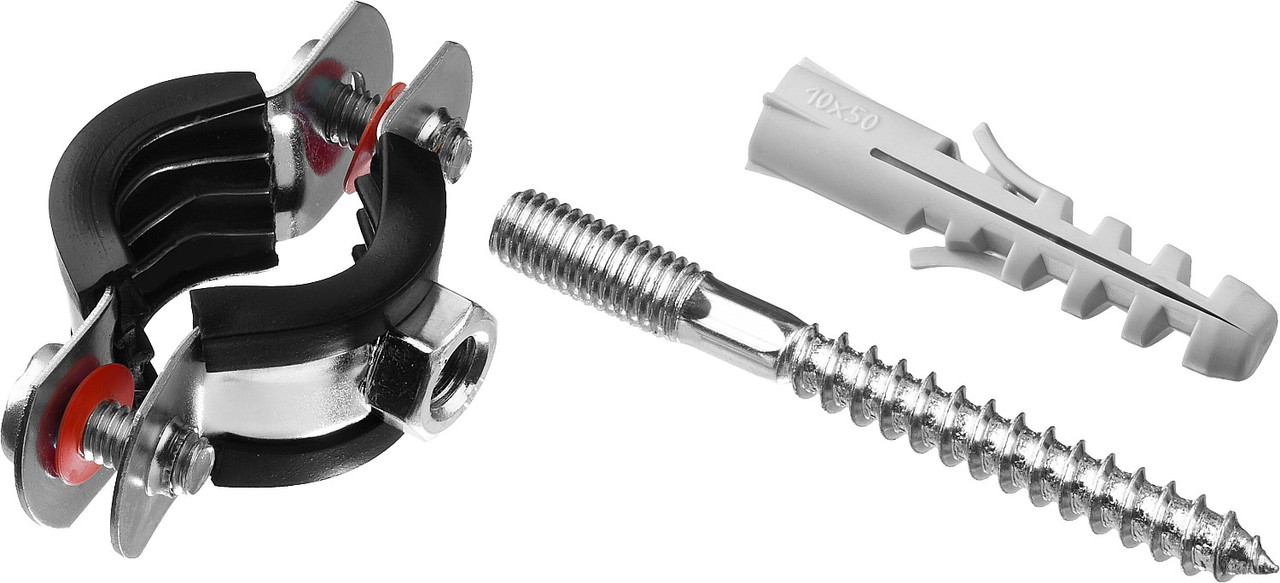 ЗУБР 1/2 трубный хомут с сантехнической шпилькой и дюбелем, цинк, 1 шт (37866-20-24_z01) - фото 3 - id-p112216984