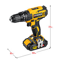 STEHER V1, 20 В, 40 Н·м, 2 АКБ (2 А·ч), ударная дрель-шуруповерт, кейс (CDS-200-2)
