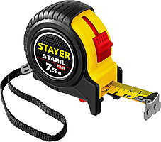 STAYER Stabil 7.5м х 25мм, Профессиональная рулетка с двухсторонней шкалой (34131-075)