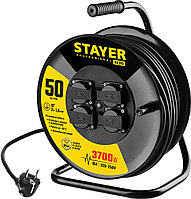 STAYER RX-315 КГ 3х1.5 50м 3700Вт IP44, Силовой удлинитель на стальной катушке (55077-50)