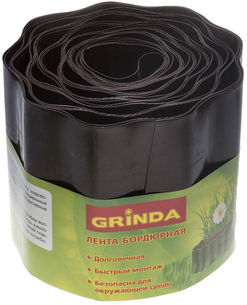 GRINDA размеры 15 см х 9 м, коричневая, полиэтилен низкого давления, бордюрная лента (422247-15)