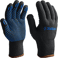 ЗУБР трикотажные, покрытие ПВХ (точка), размер L-XL, утеплённые перчатки (11462-XL)