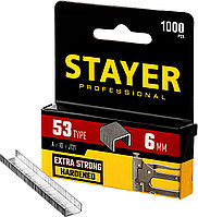 STAYER тип 53 (A/10/JT21) 6 мм, 1000 шт, калибр 23GA, скобы для степлера (3159-06)