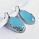 Серьги из серебра искусственный агат голубой Красная Пресня 33312560гх серебро оксидированное, фото 2