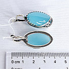 Серьги из серебра искусственный агат голубой Красная Пресня 33312560гх серебро оксидированное, фото 3