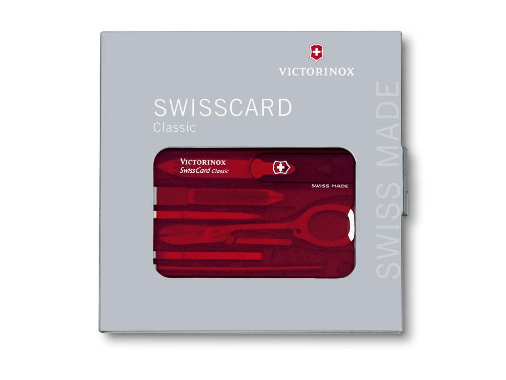 Швейцарская карточка VICTORINOX SwissCard Classic, 10 функций, полупрозрачная красная - фото 5 - id-p112223967