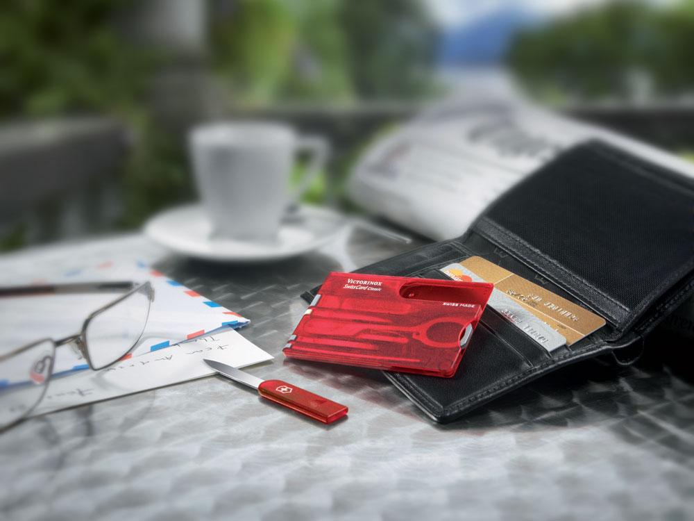 Швейцарская карточка VICTORINOX SwissCard Classic, 10 функций, полупрозрачная красная - фото 6 - id-p112223967
