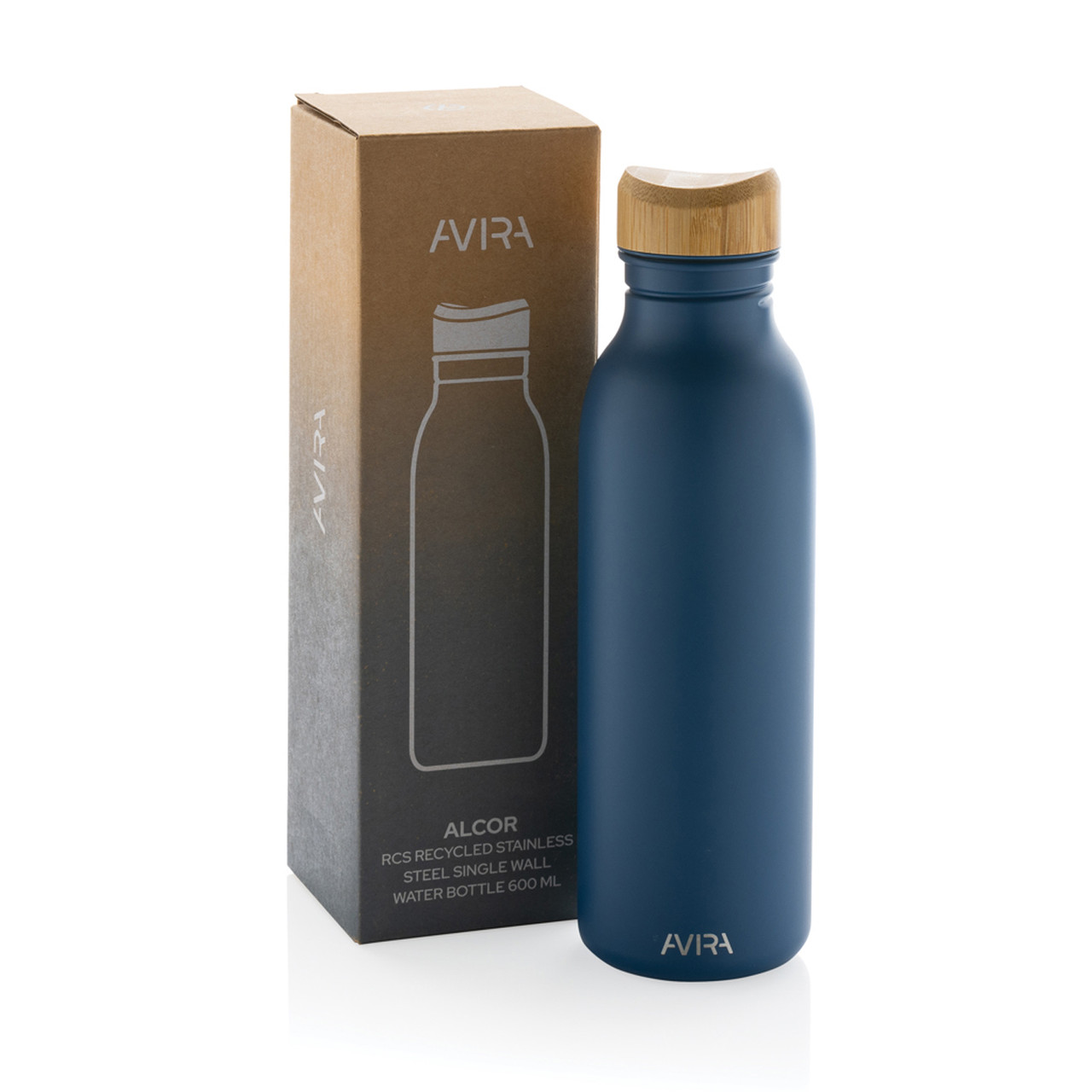 Бутылка для воды Avira Alcor из переработанной стали RCS, 600 мл, темно-синий; , , высота 22,5 см., диаметр - фото 9 - id-p112224077