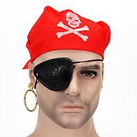 Набор пирата: бандана, повязка на глаз, серьга.