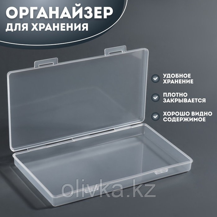 Органайзер для хранения, с крышкой, 19,5 × 10,5 × 2,2 см, цвет прозрачный - фото 1 - id-p110923967