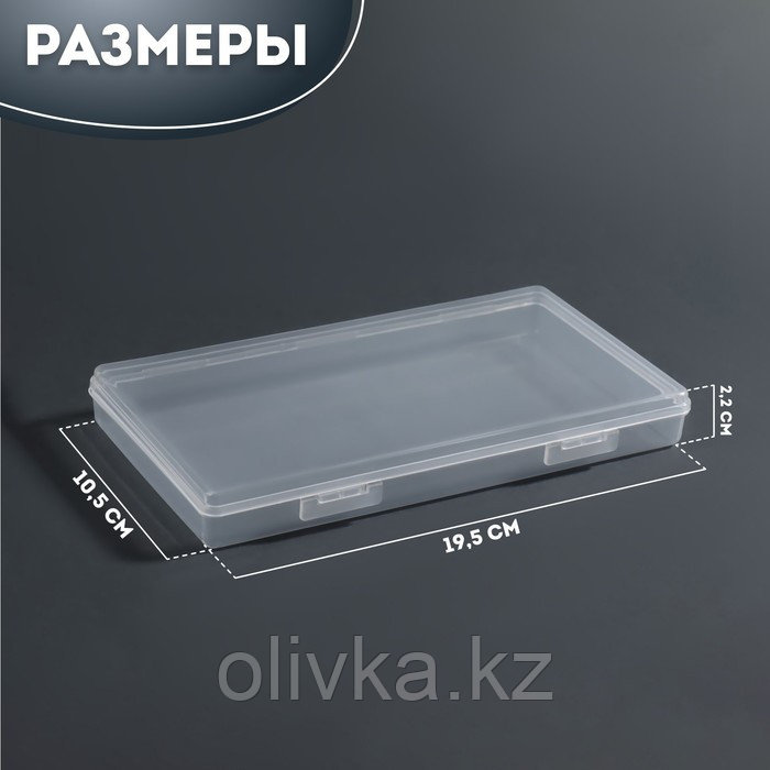 Органайзер для хранения, с крышкой, 19,5 × 10,5 × 2,2 см, цвет прозрачный - фото 2 - id-p110923967