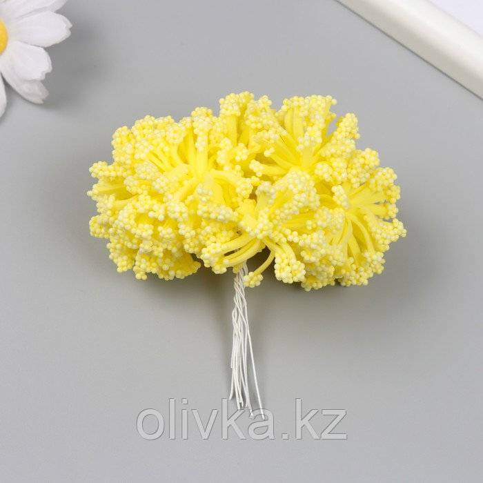 Цветы для декорирования "Облако" лимон 1 букет=12 цветов 8 см - фото 5 - id-p110918972