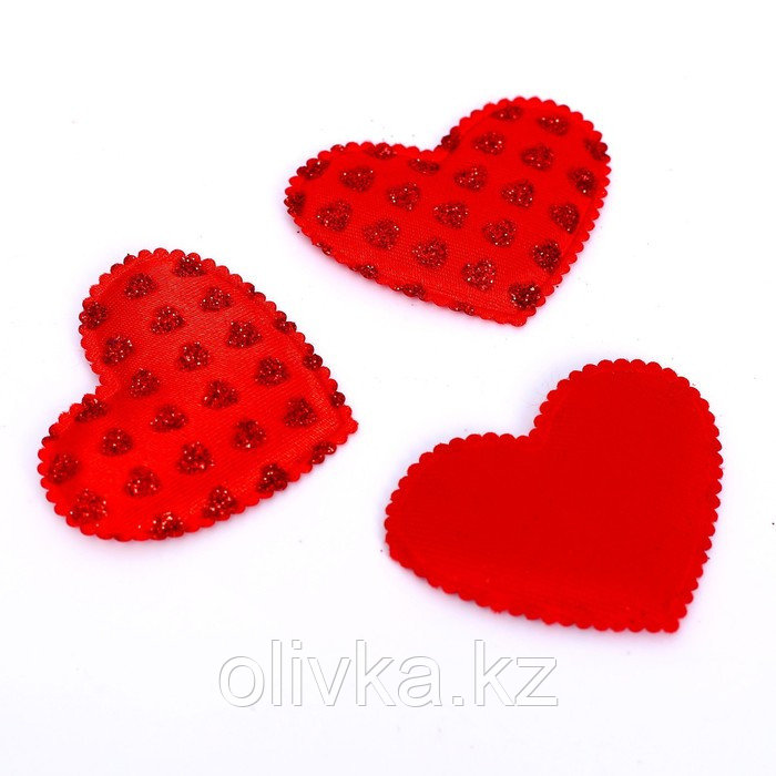Сердечки декоративные «Сердечки», набор 10 шт., размер 1 шт: 5,3 × 4,5 см, цвет красный - фото 1 - id-p110934893