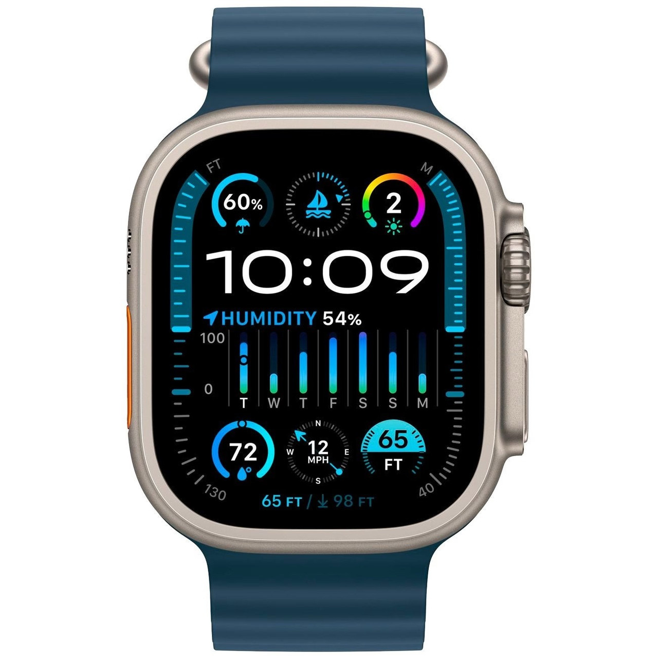 Часы Apple Watch Ultra2 49mm Titanium/Blue Ocean Band - фото 2 - id-p112228561