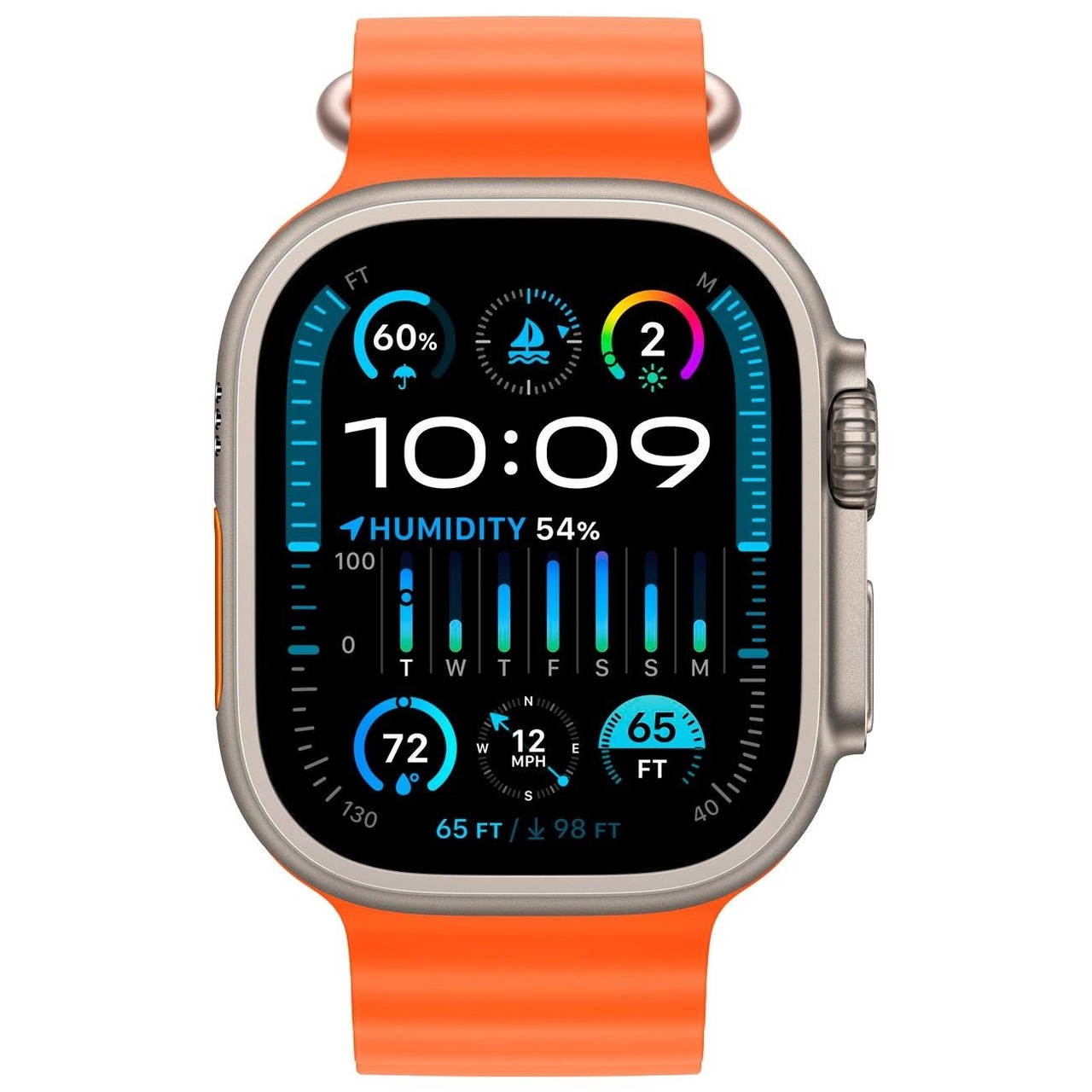 Часы Apple Watch Ultra2 49mm Titanium/Orange Ocean Band - фото 3 - id-p112228565