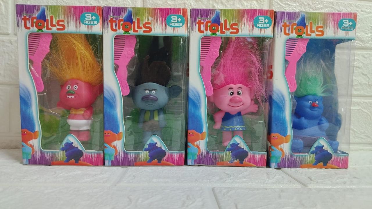 Фигурки Тролли Trolls/ 4 героя Тролль