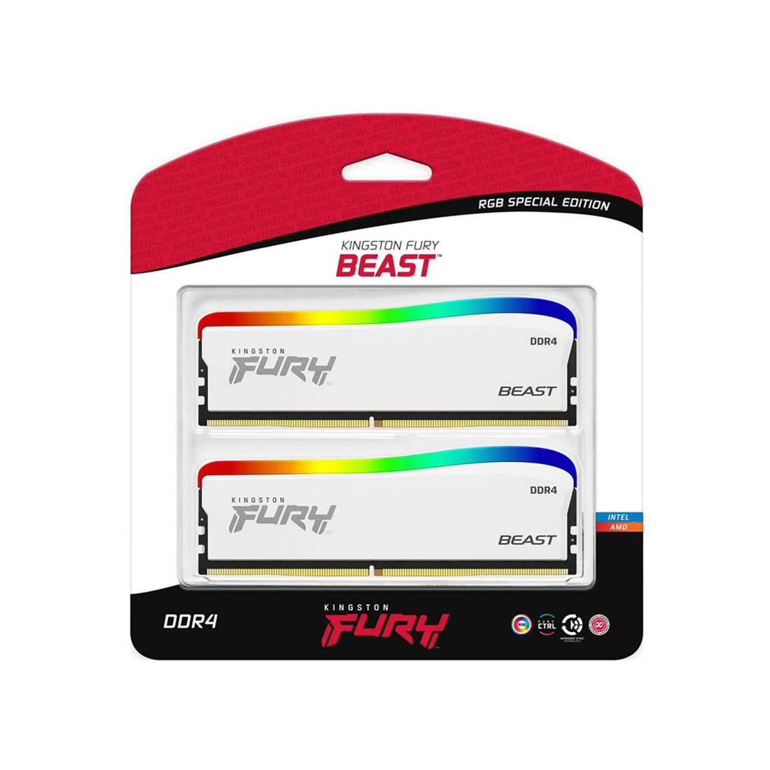 Kingston FURY Beast RGB DDR4 16GB (Kit 2x8GB) 3600MHz Комплект оперативной памяти - фото 2 - id-p89239598