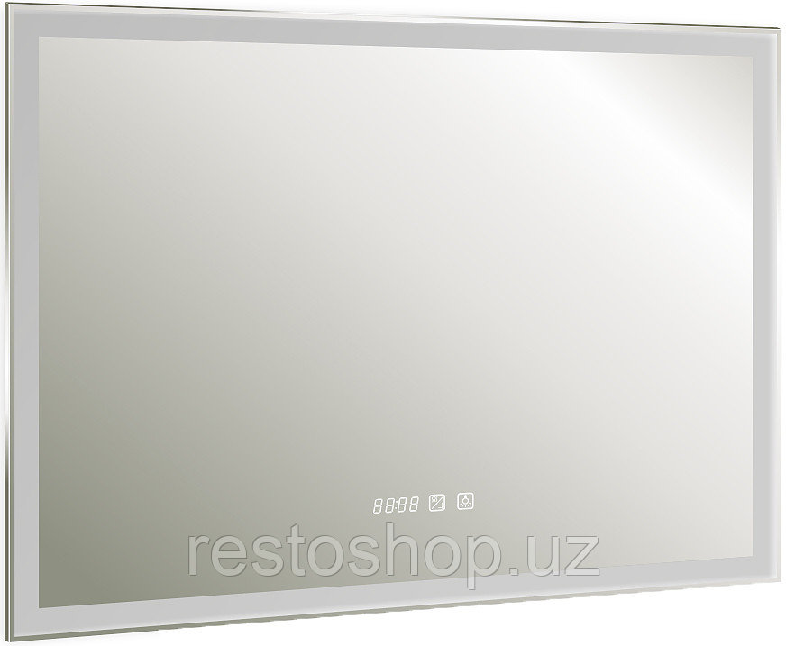 Зеркало с LED-подсветкой Silver Mirrors Norma neo LED-00002498 100х80 см с часами и анти-пар - фото 1 - id-p112352211