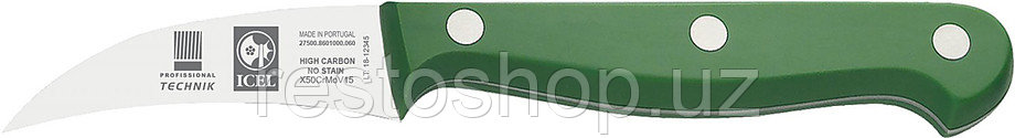 Нож для чистки овощей ICEL Technic 27500.8601000.060 изогнутый, 60 мм, зеленый - фото 1 - id-p112355259
