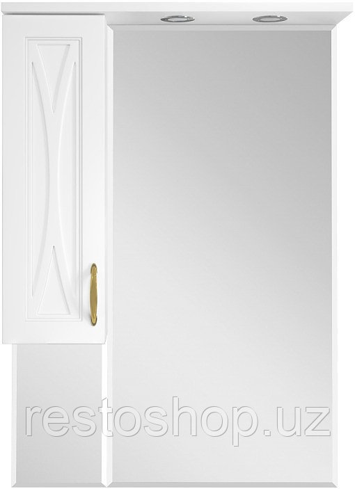 Зеркало Misty Амбра-65 62,5х100 см со шкафчиком, левое, белое - фото 1 - id-p112349188
