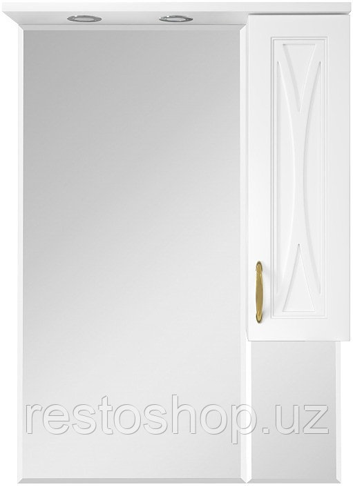 Зеркало Misty Амбра-65 62,5х100 см со шкафчиком, правое, белое - фото 1 - id-p112350261