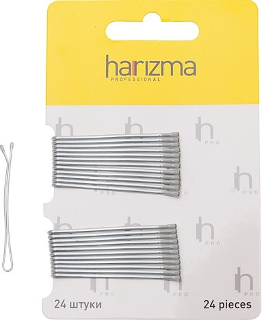 Невидимки для волос Harizma h10535-17, прямые серебристые, 50 мм, 24 шт. - фото 1 - id-p112318306