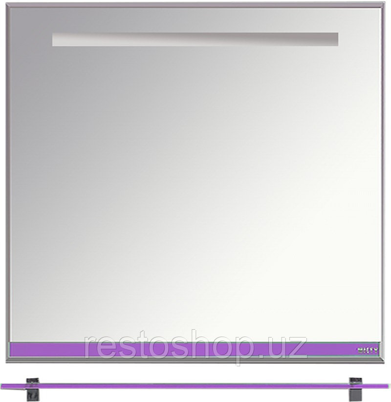 Зеркало Misty Джулия-90 89х80 см с полочкой 12 мм, подсветкой и функцией анти-пар, сиреневое - фото 1 - id-p112350280