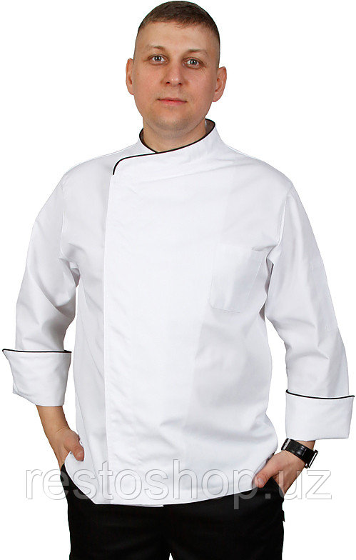 Куртка шеф-повара Клен 00012 Премиум, р.50, белая, черный кант - фото 1 - id-p112341294