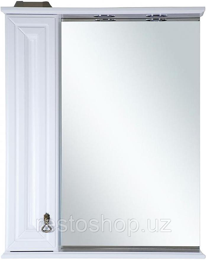 Шкаф зеркальный Misty Лувр-75 75х80 см с подсветкой, левый, белый - фото 1 - id-p112351340