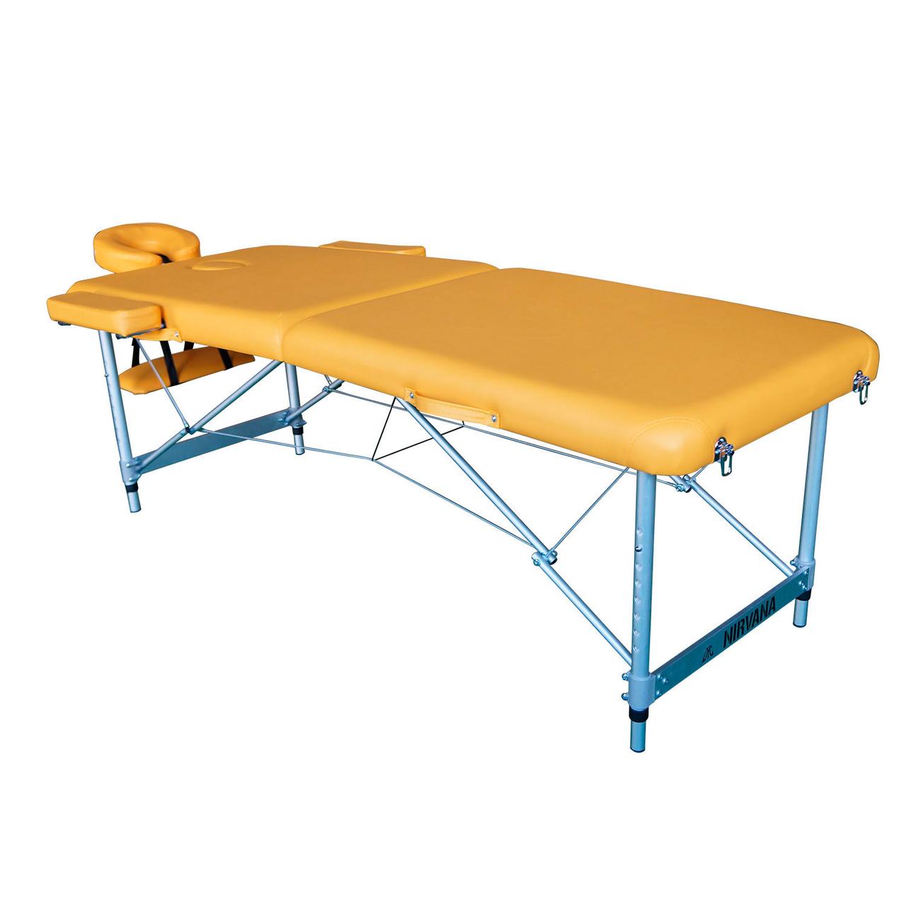 Массажный стол DFC NIRVANA, Elegant LUXE, 186х70х4 см, алюм. ножки, цвет горчичный (Mustard) - фото 2 - id-p112137891