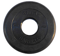 Диск обрезиненный, чёрного цвета, 51 мм, 2,5 кг Atlet