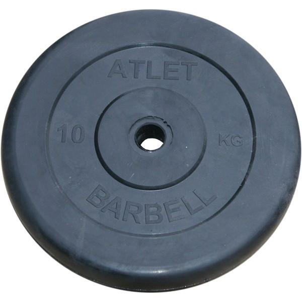 Диск обрезиненный, чёрного цвета, 26 мм, 10 кг Atlet - фото 1 - id-p112138046