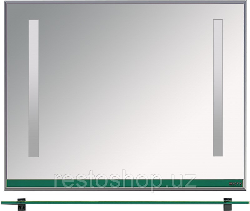 Зеркало Misty Джулия-105 103х80 см с полочкой 12 мм, подсветкой и функцией анти-пар, зеленое - фото 1 - id-p112352375