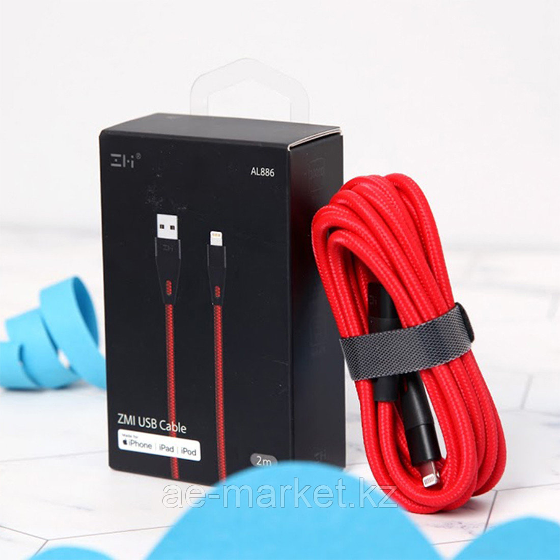 Интерфейсный кабель USB-Lightning Xiaomi ZMI AL806 100 см Красный - фото 2 - id-p112236335