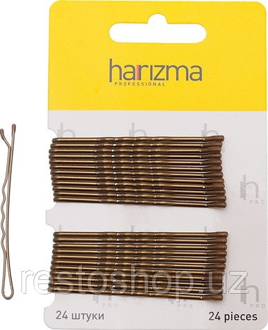 Невидимки для волос Harizma h10536-04, волнистые коричневые, 60 мм, 24 шт. - фото 1 - id-p112321391